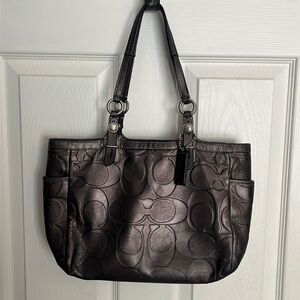 Authentic Coach purse- metallic gray